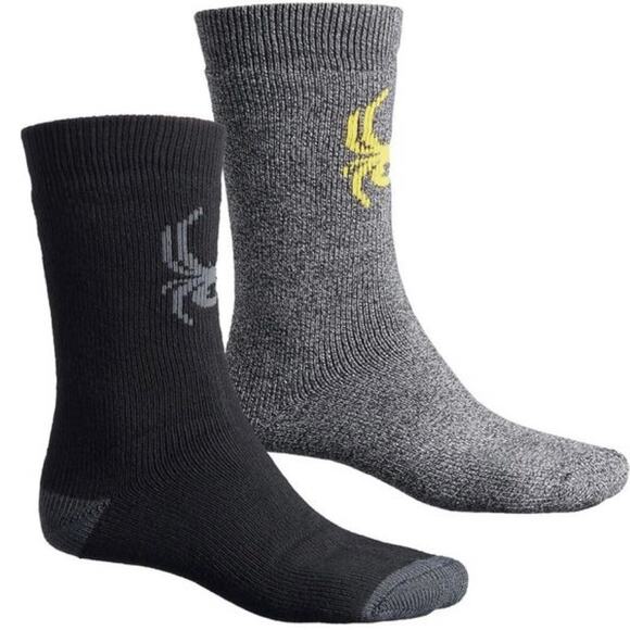 Spyder 2 Pairs Unisex Heat Zone Black Grey Shoe Sizes Men’s 6-12 - Picture 1 of 8